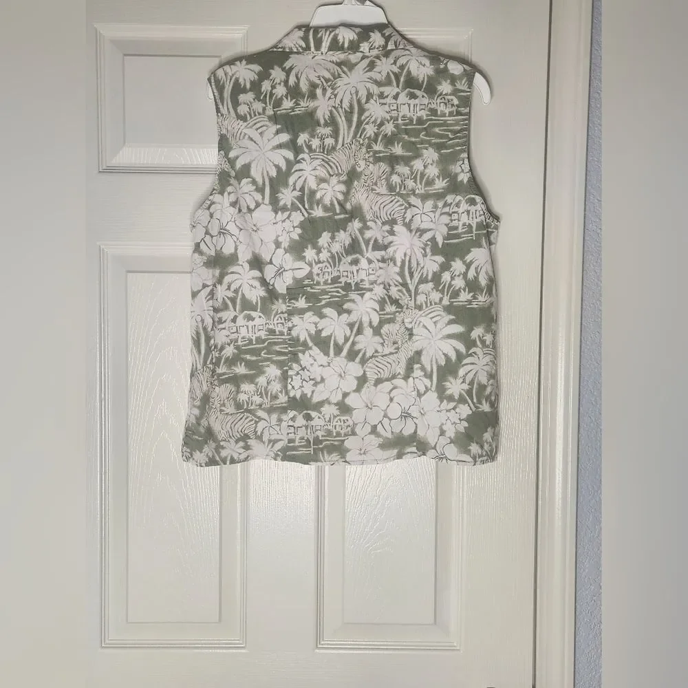Vtg Erika XL 90s Hawaiian Tropical Print BeachTheme Button Down Women's Shirt